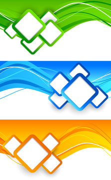 Set of banners with squares