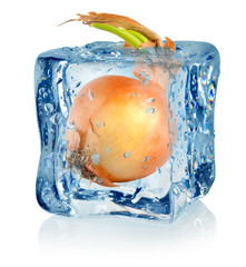 Ice cube and onion