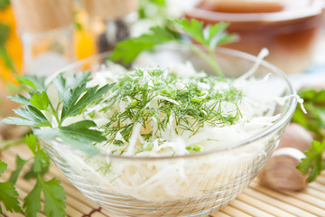 salad of fresh cabbage and parsley