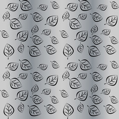 seamless wallpaper pattern black leafs fall a gray background