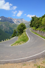 Italy - road to Gavia Pass in Stelvio National Park