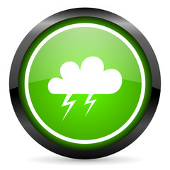 weather green glossy icon on white background