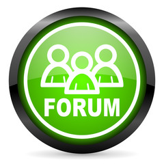 forum green glossy icon on white background