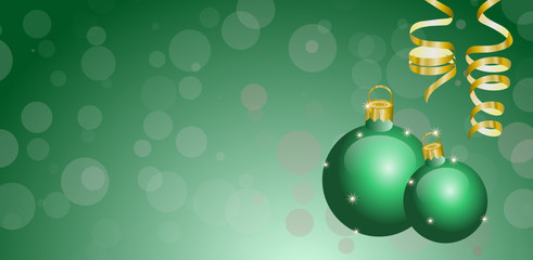 Weihnachtlicher Hintergrund mit Christbaumschmuck in Grün © SistaX