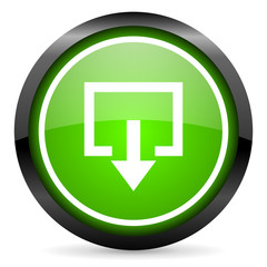 exit green glossy icon on white background