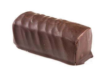 Broken Cottage cheese rod with chocolate isolated on white
