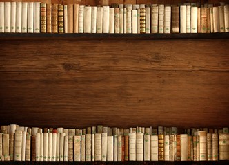 Bücherregale auf Holzwand
