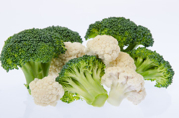 Fresh cauliflower and broccoli