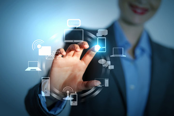 hand pushing on a touch screen