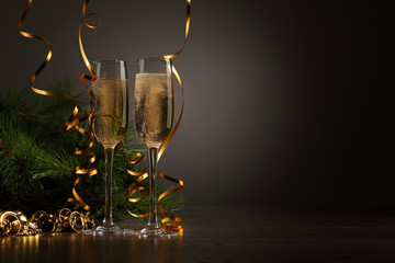 Glasses of champagne at new year party