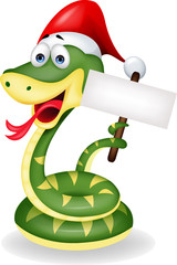 Green snake with blank sign