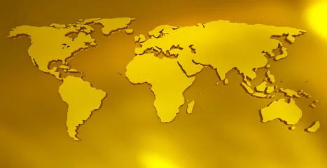Deurstickers wereldkaart gouden © visart
