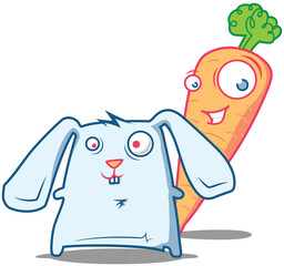 Two pals - mr. Carrot and a little crazy Rabbit