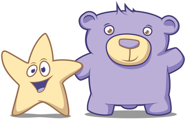 Little Star and his friend Bear waving hello