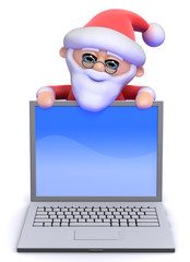 Santa behind laptop