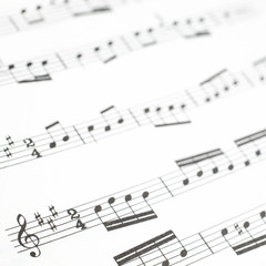 Fototapeta premium Old printed music sheet or score and musical notes