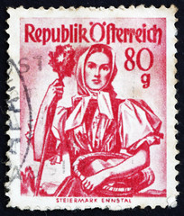 Postage stamp Austria 1949 Woman from Styria, Enns Valley