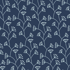 Stylish seamless blue floral pattern. Vector illustration