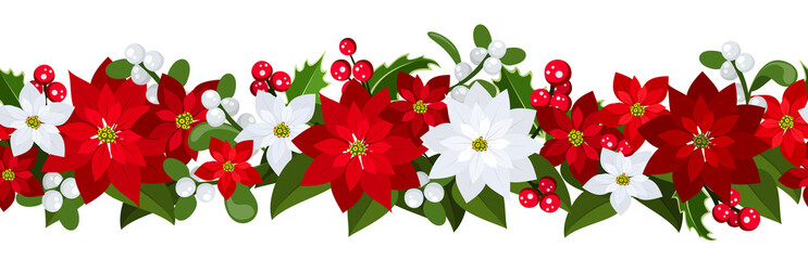 Christmas horizontal seamless background. Vector illustration.
