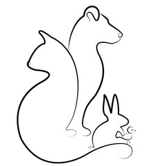 Cat, dog, bird, and rabbit logo vector