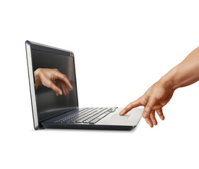 Laptop and Michelangelo: Creation of Adam