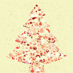 Christmas Tree Square Card ... made from small christmas icons