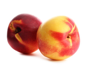 ripe nectarines, isolated on white