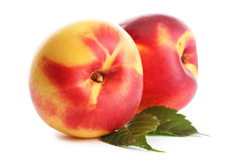 ripe nectarines, isolated on white