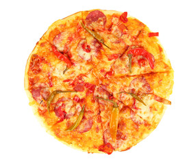 Tasty pepperoni pizza isolated on white