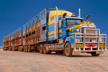 Naklejka premium Road train in the Australian outback