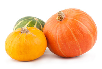 colorful pumpkins isolated on white