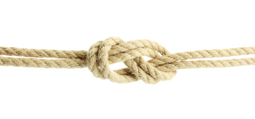 rope with knot, isolated on white