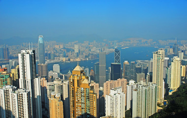 Obraz premium China, Hong Kong cityscape from the Peak