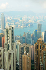 Fototapeta na wymiar Chiny, Hongkong Pejzaż ze szczytu