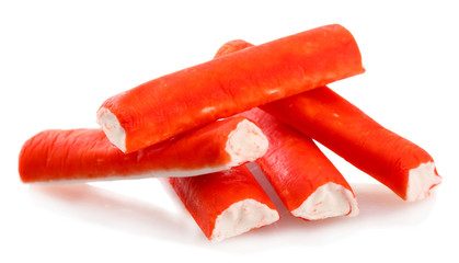Crab sticks, isolated on white