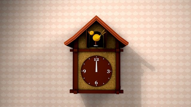 Cuckoo clock, front view with alpha matte.