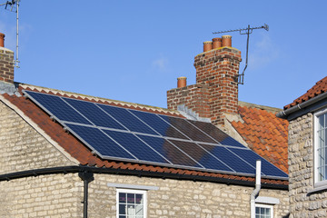 Solar Heating - Domestic Rooftop - obrazy, fototapety, plakaty