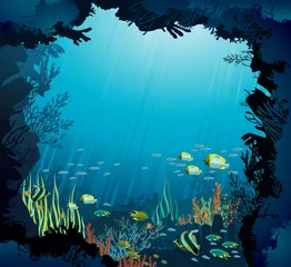 Cercles muraux Sous-marin Vie sous-marine - Récif de corail et poissons