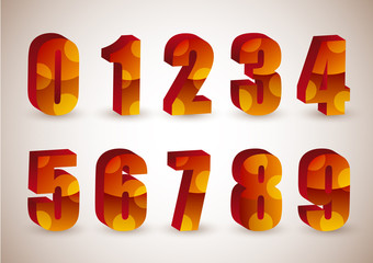 Red 3D numbers vector