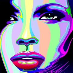 Mädchenportrait Psychedelisches Regenbogengesicht Psychedelisches Mädchen © BluedarkArt
