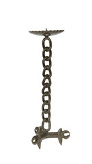 Tall candle holder, made from a chain, isolated