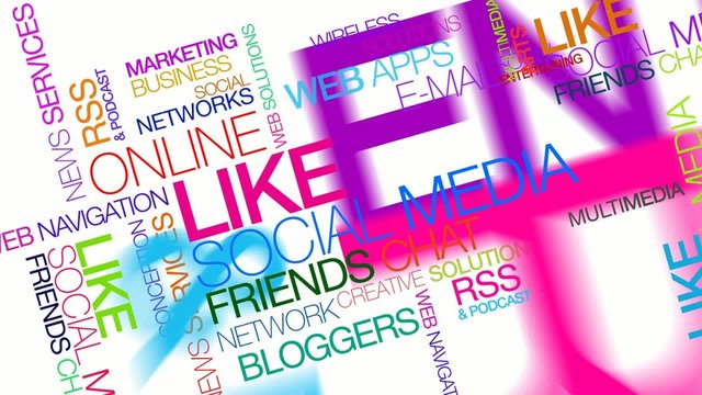 Like social media buzz network words tag cloud animation