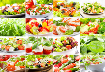 collage with salad