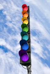 Red traffic light isolated on white