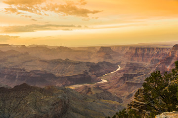 Coucher du soleil au Grand Canyon vu de Desert View Point, South Ri