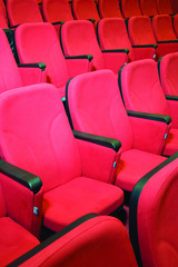 Cinema auditorium with red seat