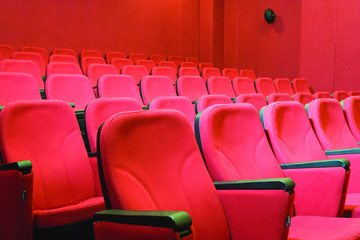 Cinema auditorium with red seat