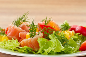 salad with salted salmon