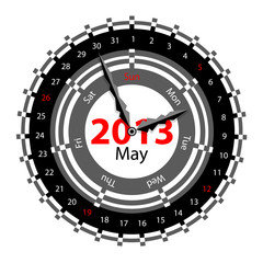 Creative idea of design of a Clock with circular calendar for 20