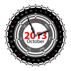 Creative idea of design of a Clock with circular calendar for 20